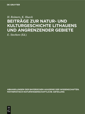cover image of Beiträge zur Natur- und Kulturgeschichte Lithauens und angrenzender Gebiete